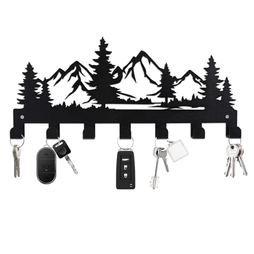 Schlüsselbrett Schwarz, Schlüsselhalter Wand mit 7 Schlüsselhaken Schlusselaufbewahrung Schlüsselhalter Schlüsselaufhänger für Küche Flur Schlafzimmer Haustür key holder (Berg)schlüsselaufhänger von WUISOLQP