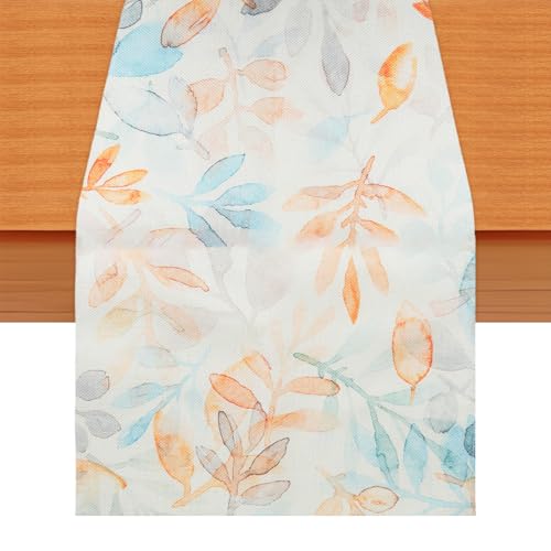 Tischdecke 40x140 cm Outdoor Blätter Herbst Tischläufer Abwaschbar Modern Gartentischdecke Saisonnal Autumn Küche Tischläufer Rolle für 2-4 Personen Draußen Esszimmer Urlaub Party Tischdeko von WUISOLQP