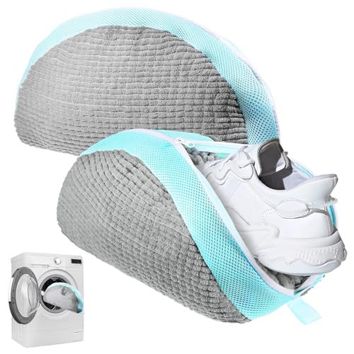 WUISOLQP 2 Stück Schuhwaschbeutel Waschmaschine,Neues Upgrade Tiefenreinigung Schuhbeutel Waschmaschine,Wiederverwendbarer Und Robuster Waschbeutel Schuhe Für Sportschuhe, Tennisschuhe Usw（Grau） von WUISOLQP