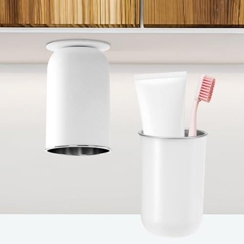 WUISOLQP Zahnputzbecher, Mundwasser Tasse 350ml Zahnbecher Magnetischer Mundspülbecher Zahnputzbecher Ohne Bohren Magnetischer Aahnputzbecher Wiederverwendbar Edelstahl für Reise, Täglichen Gebrauch von WUISOLQP