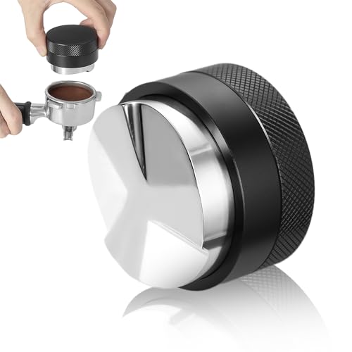 WUISOLQP Distributor 58mm Espresso Leveler, Schwerkraft-adaptiver Espresso-Verteiler,Automatische Höhenverstellung Edelstahl Pulverpresse, Schwerkraft Pulverhammer für 58 mm bodenlosen Siebträger von WUISOLQP