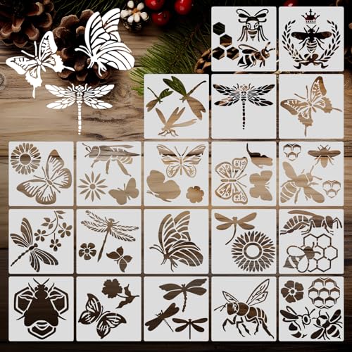20 Stk Schablonen Zeichnen Set, Schmetterling Biene Schablonen Vorlage zum Malen, Wiederverwendbar Zeichnungs Schablonen, für Fotoalbum, DIY Geschenke Weihnachten, Wandgestaltung Möbeldekoration 20 Stk Schablonen Zeichnen Set, Schmetterling Biene Schablonen Vorlage zum Malen, Wiederverwendbar Zeichnungs Schablonen, für Fotoalbum, DIY Geschenke Weihnachten, Wandgestaltung Möbeldekoration von WUJIAQIU