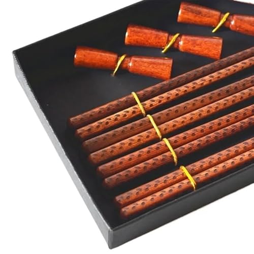 Geschenkbox im chinesischen Stil, kreative Holz-Essstäbchen, vier Paar Essstäbchen, Essstäbchenablage, Geschenkbox (Khaki) von WUJIHE