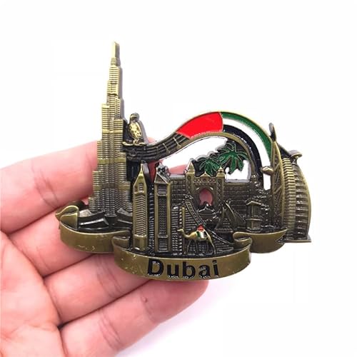 Kühlschrankmagnet Dubai Metall Kühlschrank Aufkleber Segeln Hotel Emirates Legierung Halifa Tower Scenic Magnet Kühlschrank Heimdekoration (grün) von WUJIHE