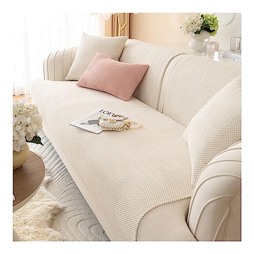 WULTNICEW Sofabezug l Form ecksofa Sofa Überzug 2/3/4 Sitzer Sofaschoner rutschfest Couch Überwurfdecke Sofaschutz Katze/Hunde (Beige, 110X210cm) von WULTNICEW