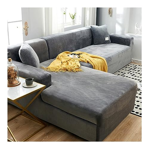 WULTNICEW Sofabezug Eck Stretch Sofa/Couch Überzug Universal Couchbezug Für 1/2/3/4 Sitzer（L Form Ecksofa Erfordert Zwei） (3 SITZER, HellgrauB) von WULTNICEW