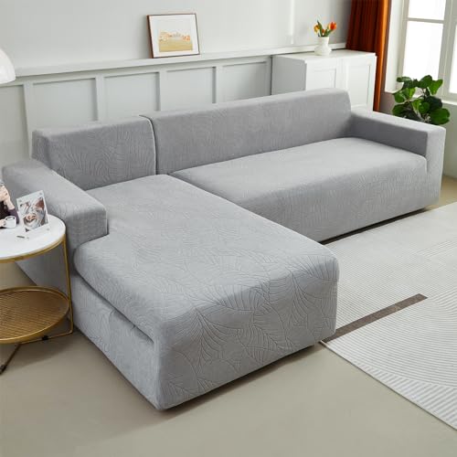 WULTNICEW Sofa Überzug Sofaschoner Sofabezug 3 Sitzer, Sofa Bezug Stretch Sofa Cover Überwurf Universal Couch überzug, Ecksofa für L Form Erfordert Zwei Couchbezug(3SITZER, Hellgrau) von WULTNICEW