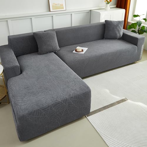 WULTNICEW Sofa Überzug Sofaschoner Sofabezug 1 Sitzer, Sofa Bezug Stretch Sofa Cover Überwurf Universal Couch überzug, Ecksofa für L Form Erfordert Zwei Couchbezug(1SITZER, Dunkelgrau) von WULTNICEW