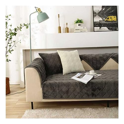 WULTNICEW Sofabezug Samt 1 2 3 4 Sitzer Sofa/Couch Überzug Sofa Überwurfdecke Ecksofa l Form Sofaschoner rutschfest Sofaschutz Katze/Hunde (70X180CM, Dark GrayB) von WULTNICEW