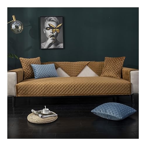 WULTNICEW Sofabezug Samt 1 2 3 4 Sitzer Sofa/Couch Überzug Sofa Überwurfdecke Ecksofa l Form Sofaschoner rutschfest Sofaschutz Katze/Hunde (70X70CM, Kaffee) von WULTNICEW