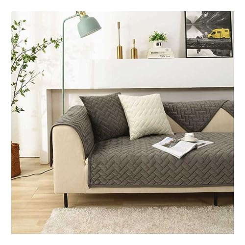 WULTNICEW Sofabezug Samt 1 2 3 4 Sitzer Sofa/Couch Überzug Sofa Überwurfdecke Ecksofa l Form Sofaschoner rutschfest Sofaschutz Katze/Hunde (90X160CM, Dark Gray) von WULTNICEW