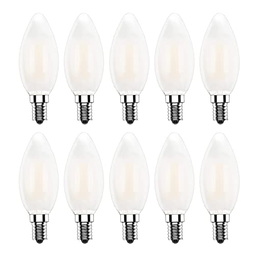 WULUN 10er-Pack E14 Nicht Dimmbar LED Kerzenform Ersetzt 40W Glühlampen, Warmweiss 2700K, C35 4W, Matt Glas, 360º Abstrahlwinkel LED Birnen von WULUN