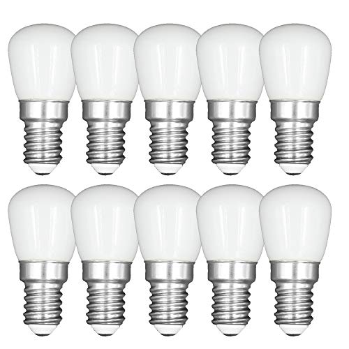 3W E14 LED Birne Kühlschrank Gefrierschrank Licht, Gerätelampe, Schraubbirne, Betriebstemperatur von -20℃ bis +45℃, AC 220-240V, 6000K Kaltweiß, Nicht Dimmbar, Weißes Glas, 10-Packs von WULUN