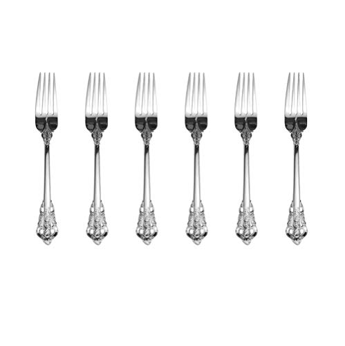 Silber Besteck-Set Barock, Antik Look, aus 18/10 Edelstahl Spiegelpolierte, ideal für Haus, Küche, Restaurant, Hochzeit, Partys, Nachmittagstee, Dessertgabeln 6-teiliges, Länge 18cm von WULUN