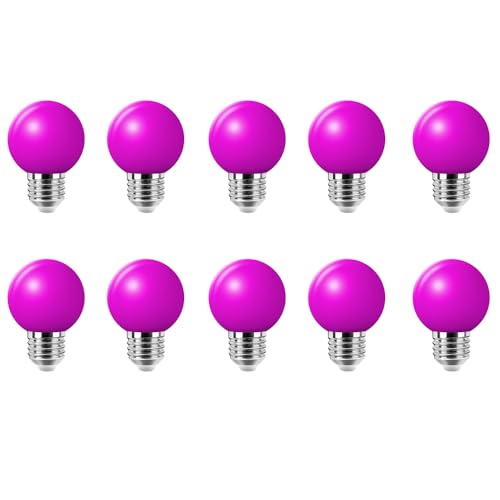 WULUN 10er Pack Farbige Glühbirnen LED 2W E27 G45 Beleuchtung Glühbirnen, LED Farbige Golf Kugel Glühbirne für Haus Dekoration, Garten, Party, Hochzeit, Weihnachten, Feier von WULUN