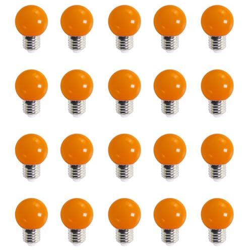 WULUN 20er Pack Farbige Glühbirnen LED 2W E27 G45 Beleuchtung Glühbirnen, LED Farbige Golf Kugel Glühbirne für Haus Dekoration, Garten, Party, Hochzeit, Weihnachten, Feier von WULUN