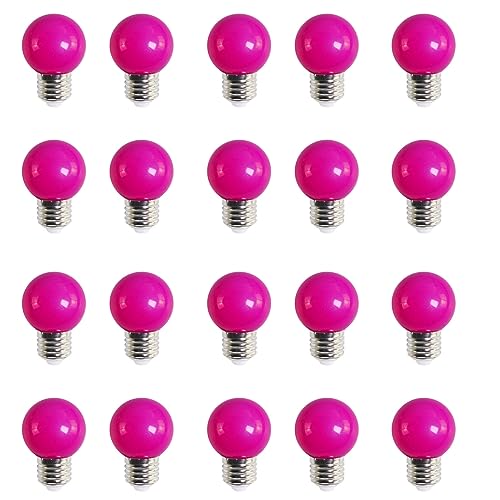 WULUN 20er Pack Farbige Glühbirnen LED 2W E27 G45 Beleuchtung Glühbirnen, LED Farbige Golf Kugel Glühbirne für Haus Dekoration, Garten, Party, Hochzeit, Weihnachten, Feier von WULUN