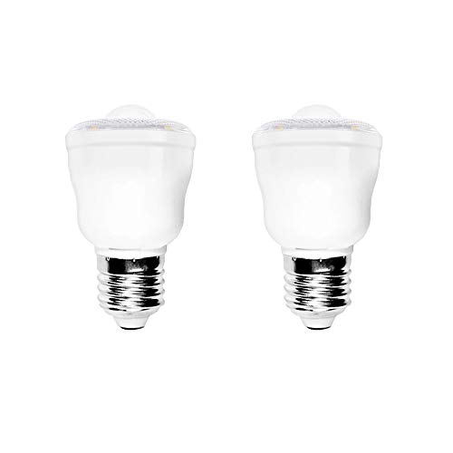 WULUN 2er Pack LED Infrarot Bewegungsmelder Lampe Smart Birne Bewegungsmelder Nachtlicht für Sicherheit, E27 Sockel, 2W, 6500K Kaltweiß, Auto On/Off für Flur, Garten von WULUN