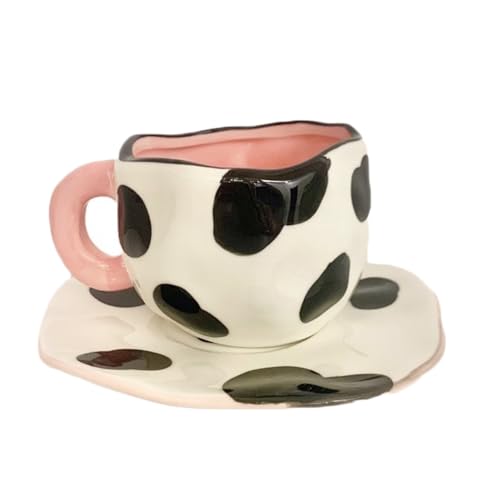 WULUN Handgemusterte Keramiktasse mit Untertasse, dicke Keramik, verschiedene Modelle – Kuh A, Fassungsvermögen 340 ml, kalte Getränke erhältlich. WULUN Handgemusterte Keramiktasse mit Untertasse, dicke Keramik, verschiedene Modelle – Kuh A, Fassungsvermögen 340 ml, kalte Getränke erhältlich. von WULUN