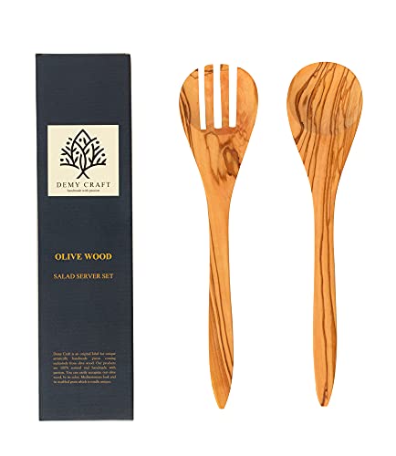 Demy Craft- Olivenbaum 30 cm Handgefertigte Salat-Servierset, Holzlöffel und -gabel (2 Piece) Demy Craft- Olivenbaum 30 cm Handgefertigte Salat-Servierset, Holzlöffel und -gabel (2 Piece) von WUNDERBUY