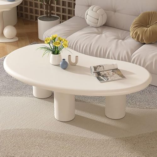 WUPDPQS Wolke Couchtisch Moderne Mitte Jahrhunderts Couchtisch Unregelmäßig Ovaler Couchtische Wolken Mitteltisch Asymmetrisch Kaffetisch für Wohnzimmer Bauernhaus (A Cream Small) von WUPDPQS