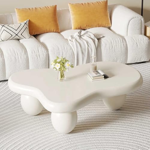 WUPDPQS Wolke Couchtisch Moderne Mitte Jahrhunderts Couchtisch Unregelmäßig Ovaler Couchtische Wolken Mitteltisch Asymmetrisch Kaffetisch für Wohnzimmer Bauernhaus (B White Small) von WUPDPQS