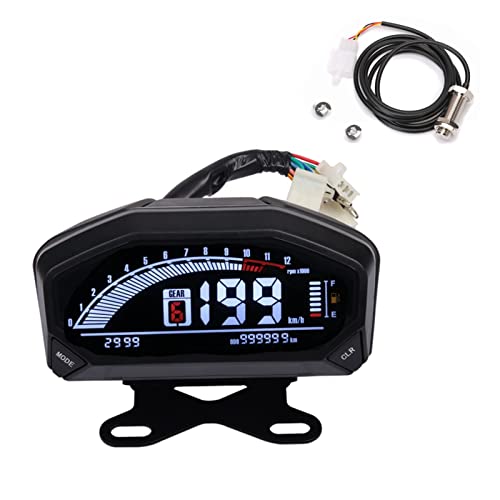 WUPEDI 1 2 4 zylinder YG150-23 Universal 12000 RPM Motorrad Meter Tachometer Digital Panel Kilometerzähler LICHT Instrument Dashboard Motorrad Tachometer(Meter with bracket) von WUPEDI