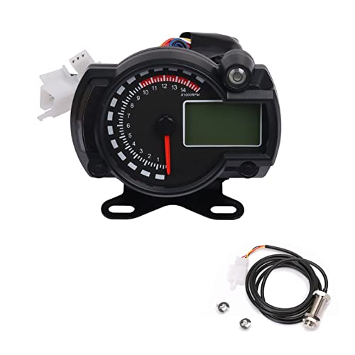 WUPEDI Motorrad LCD Digitalanzeige Tacho 15000 U/min Wasserdicht Kilometerzähler Velocimetro Meter 7 Farben Dashboard Universal Motorrad Tachometer(With bracket sensor) von WUPEDI