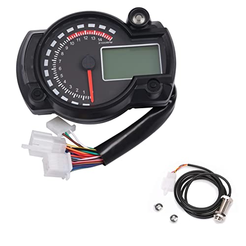 WUPEDI Motorrad LCD Digitalanzeige Tacho 15000 U/min Wasserdicht Kilometerzähler Velocimetro Meter 7 Farben Dashboard Universal Motorrad Tachometer(With sensor) von WUPEDI