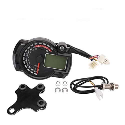 WUPEDI Tachometer Drehzahlmesser Kilometerzähler Getriebe 19000RPM 299km/h MPH Motorrad Kraftstoffstand Warnung Wassertemperatur DC 12V Mit 7 Hintergrundbeleuchtung Motorrad Tachometer(Option 4) von WUPEDI