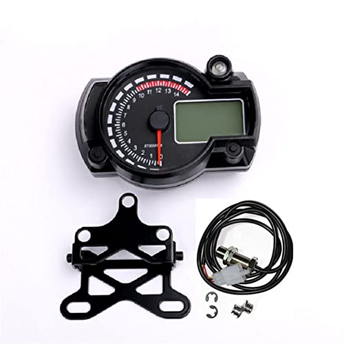 WUPEDI Tachometer Drehzahlmesser Kilometerzähler Getriebe 19000RPM 299km/h MPH Motorrad Kraftstoffstand Warnung Wassertemperatur DC 12V Mit 7 Hintergrundbeleuchtung Motorrad Tachometer(Option 6) von WUPEDI