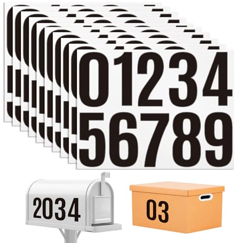 10 Blatt Zahlen Aufkleber,10 cm Mailbox Nummern Aufkleber,Wetterfest Klebezahlen, 0-9 Vinyl Sticker Zahlen,100 Stück Nummernaufkleber für Briefkasten Hausnummer Postkasten Schilder (Schwarz) von WUPENGZON