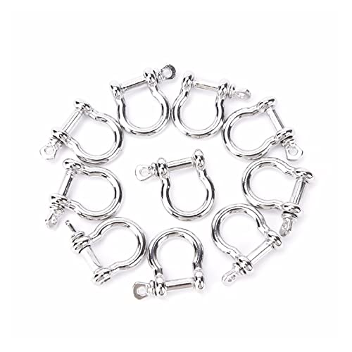 Schäkel, Edelstahl-Schäkel, kleiner Schäkel, 10 Stück/Los D-förmiger Schäkel aus Edelstahl mit Schraubstift for Paracord-Armbänder im Freien, Camping, Überlebensseil von WUPNGS