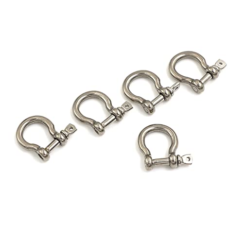 Schäkel, Edelstahlschäkel, kleiner Schäkel, 5 Stück M4 Silber 304 Edelstahl rostfrei Schraube PinBow Schäkel Gabelkopf von WUPNGS