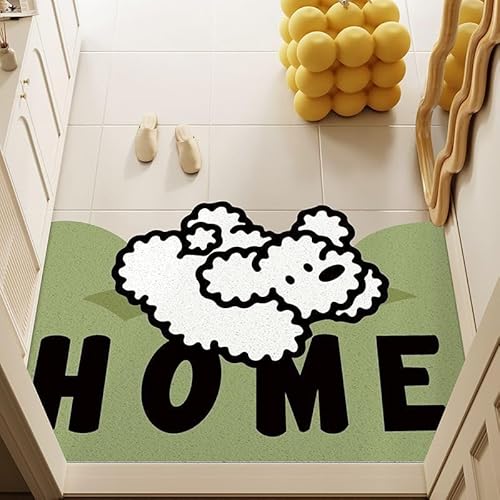 WUPNGS Fußmatte Grün Schwarz Stilvolle rutschfeste PVC-Matte mit Gummirückseite, Staub- und schmutzabweisende for die Vorder- Innentür(40x60cm) von WUPNGS