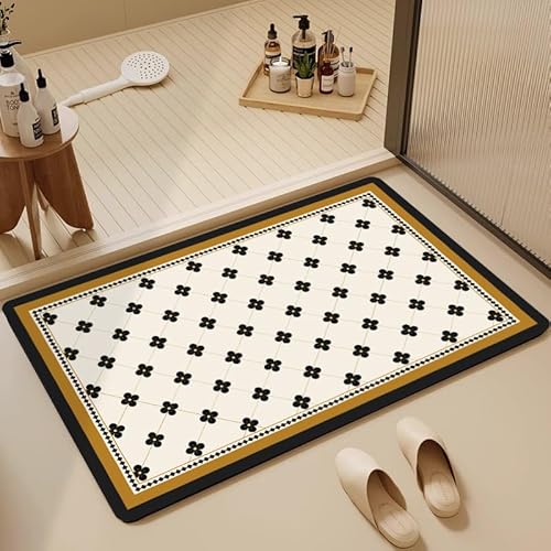 WUPNGS Fußmatte mit schwarzem Muster, stilvolle rutschfeste PVC-Matte Gummirückseite, Staub- und schmutzabweisende for die Vorder- Innentür(80x120cm) von WUPNGS