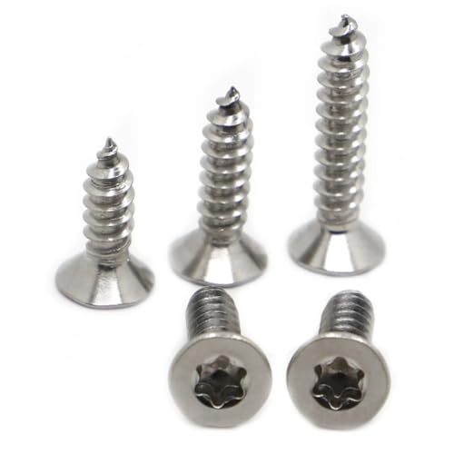 WUPNGS Selbstsichernde Holzschraube 50 Stück M2 M2,3 M2,6 M3 M4 M5 M6 304 Edelstahl Sechslappen Torx Senkkopf Flachkopf Sicherheit selbstschneidende Holzschraube(25mm,M6) von WUPNGS