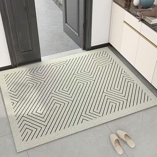 WUPNGS Willkommensmatte mit Linienmuster, Fußmatte Gummirückseite, Innenmatten for die Haustür, rutschfeste Matte innen, waschbar aus PVC(60x90cm) von WUPNGS