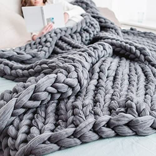 Handgefertigte Weiche Bettüberwürfe Klobige Garn Geknotete Decke, Gestrickte Gewichtsdecke Für Zuhause, Garnfüllung-Grobstrickdecke, Handgewebte Decken Für Bett Sofa,N,127x152cm von WUQIAO