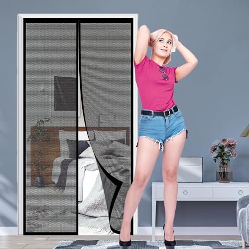 Fliegengitter Balkontür Ohne Bohren 63 x 193 cm Magnetisches Moskitonetz Leichte Montage für Balkon Wohnzimmer Schlafzimmer Türen Terrassentür, Schwarz Fliegengitter Balkontür Ohne Bohren 63 x 193 cm Magnetisches Moskitonetz Leichte Montage für Balkon Wohnzimmer Schlafzimmer Türen Terrassentür, Schwarz von WUQINC