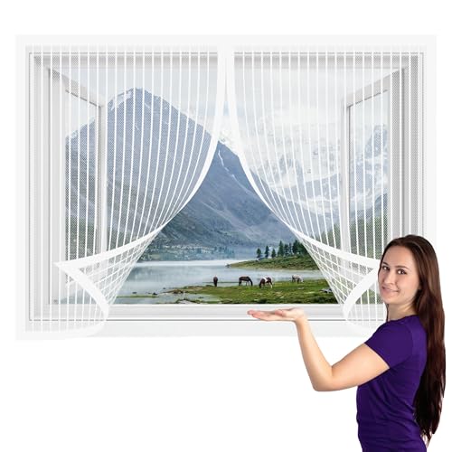 Insektenschutz Fliegengitter Fenster 67 x 112 cm Insektenschutz Doppelseitiger Fliegenvorhang Ohne Bohren Einfache Montage für Fensteren Patio, Weiß Insektenschutz Fliegengitter Fenster 67 x 112 cm Insektenschutz Doppelseitiger Fliegenvorhang Ohne Bohren Einfache Montage für Fensteren Patio, Weiß von WUQINC
