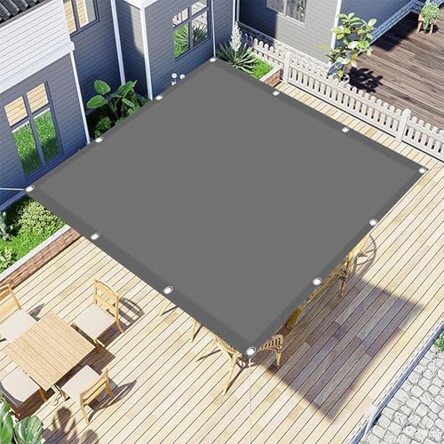 Sonnenschirm Segel 1.6 x 2.8 m Wasserdicht Polyester Reißfest Anpassbare Größe Schattennetz Gewächshaus mit Ösen Segeltuch 4 × 1.5 M Seile für Garten Terrasse, Hellgrau von WUQINC