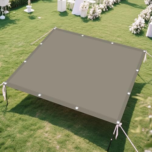 Sonnenschutz Sonnensegel 8 x 10 m Rechteckig Wasserdicht 98% UV Schutz Schattennetz mit Ösen mit Spannseilen mit Ösen für Balkon Terrasse Garten Outdoor, Khaki von WUQINC