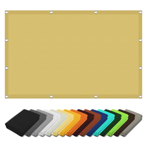 Sonnensegel Quadrat Wasserdicht 4.5 x 8 m Windabweisend Reißfest UV Schutz Sonnendach UV Schutz mit Ösen Segeltuch 4 × 1.5 M Seile für Patio Balkon Terrasse Camping, Sandgelb von WUQINC