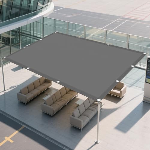 Sonnensegel Rechteckig mit Ösen 1.2 x 1.6 m Rechteckig Wasserdicht Sonnenschutz Windschutz Nach Maß mit Ösen Ohne Bohren mit Segeltuch für Terrasse Garten, Hellgrau von WUQINC