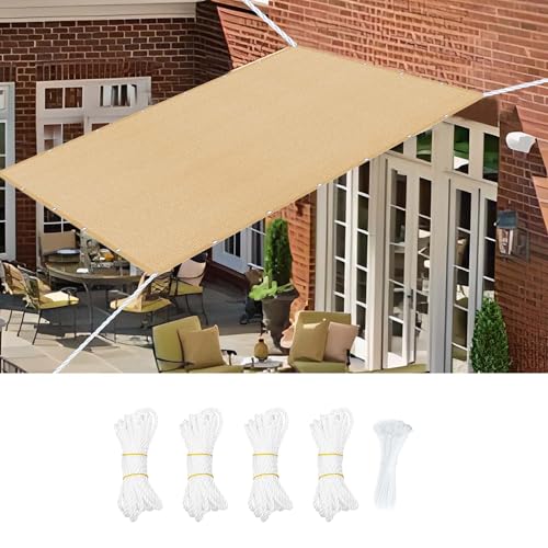 Sonnensegel Sonnenschutz Windschutz 420 x 490 cm Rechteckig Atmungsaktiv Sonnenschutz Windschutz Schattennetz inkl Befestigungsseile für Garten Terrasse Balkon Schwimmbad, Sandgelb Sonnensegel Sonnenschutz Windschutz 420 x 490 cm Rechteckig Atmungsaktiv Sonnenschutz Windschutz Schattennetz inkl Befestigungsseile für Garten Terrasse Balkon Schwimmbad, Sandgelb von WUQINC