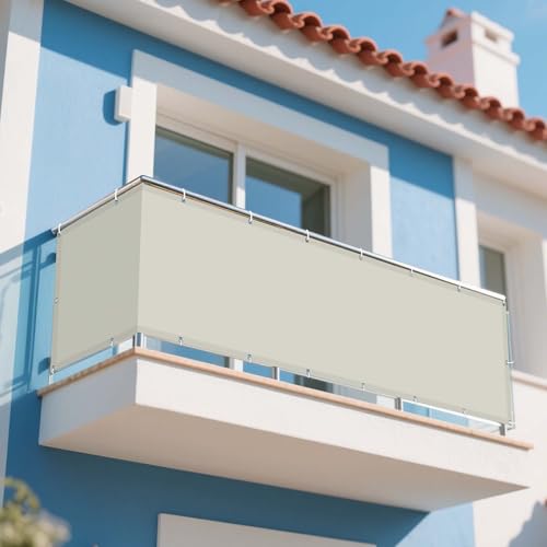 Sonnensegel Wasserdicht Nach Maß 335 x 355 cm Rechteckig Wasserdicht Sonnenschutz Windschutz Sonnenschutz Schutzplane mit Ösen Ohne Bohren mit Seil für Außenbereich Garten, Beige von WUQINC