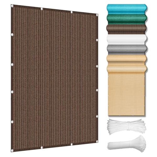 Sonnensegel mit Ösen Nach Maß 235 x 240 cm Rechteckig Atmungsaktiv Sonnenschutz Windschutz Garten Schattierungsnetz mit Ösen Und Befestigungsseile für Garten Terrasse, braun von WUQINC