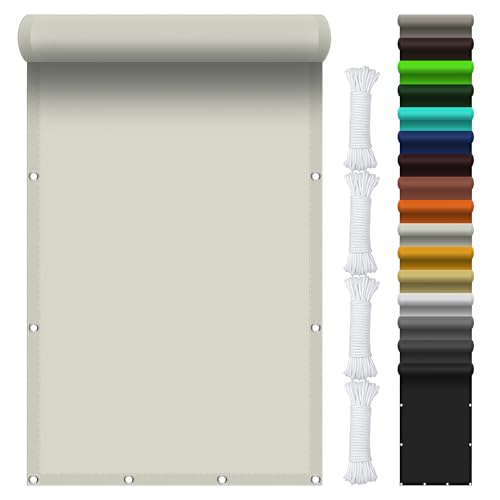 Wasserdicht Sonnensegel 140 x 240 cm PES Polyester Imprägniert Uv-Schut Schattennetz Gewächshaus mit Ösen Segeltuch 4 × 1.5 M Seile für Garten Balkon, cremefarben von WUQINC