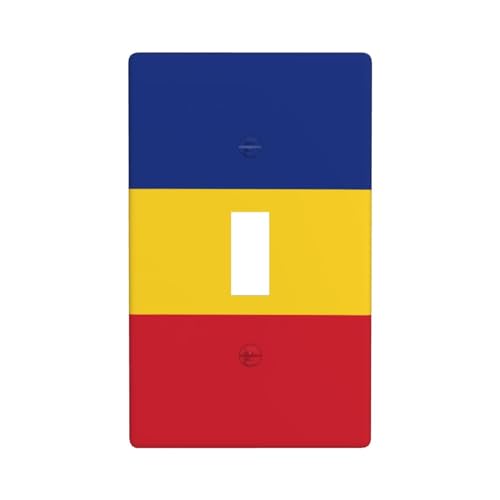 Flagge von Rumänien, Druckkunstplatten – Einzel-Kippschalter-Platte, Dekoration, Wandplatte, Büro, Wohnzimmer, Steckdose von WURTON